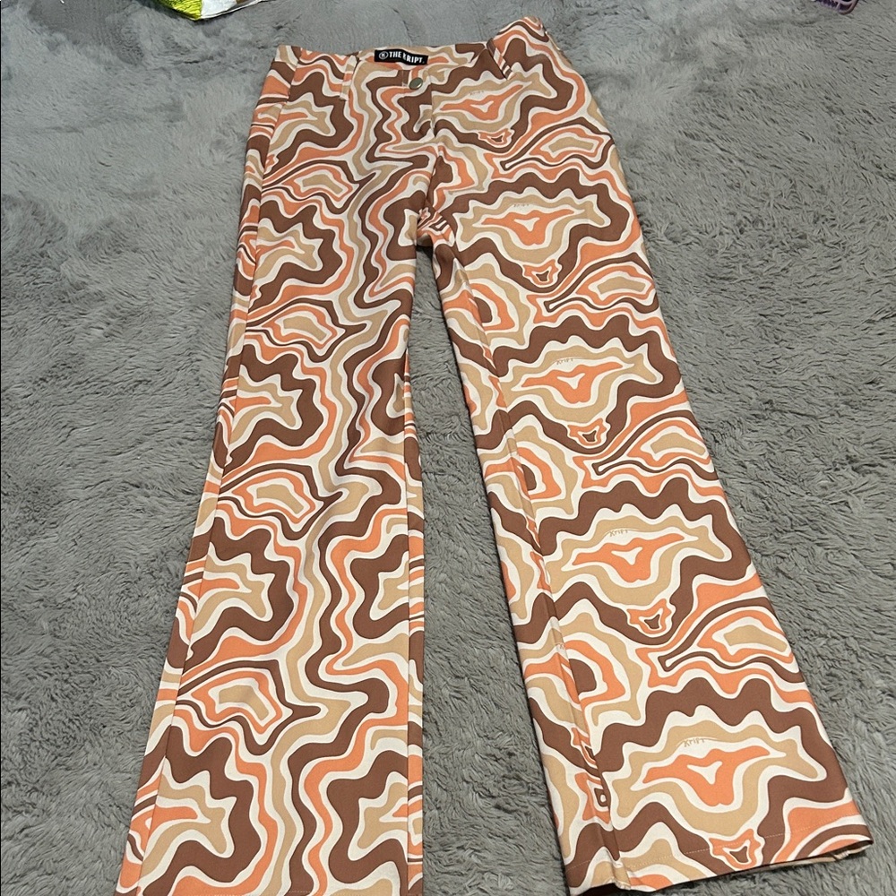 Retro Patterned Flare Pants